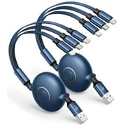Multi Charging Cable, XUDUO 2Pack 3 in 1 Charging Cable, 3A Fast Retractable Phone Charger, 4FT Multiple Cable Compatible with iPhone, Samsung